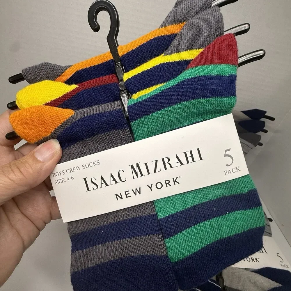 Isaac Mizrahi New York 5 Pack Boys Crew Socks Sz 4-6 Bundle Lot Of 4 Packs New